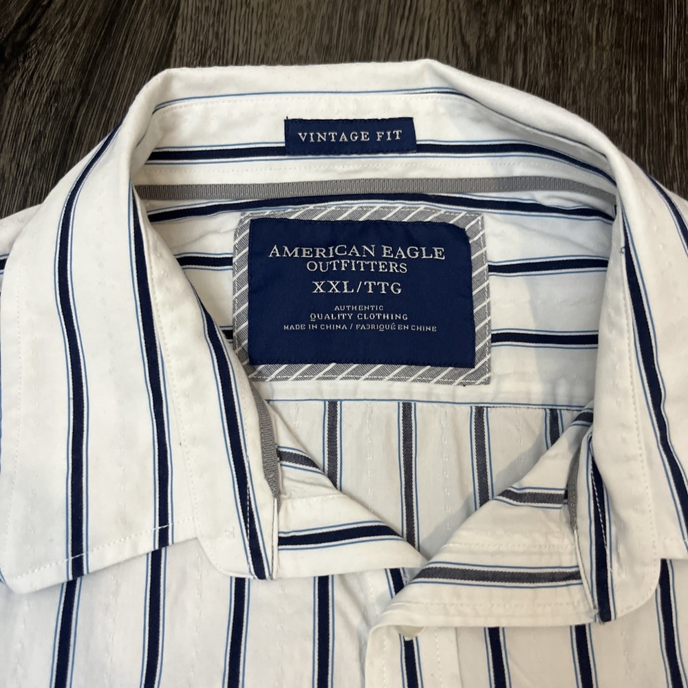Mens Big & Tall American Eagle Outfitter 2XL Vintage Fit Shirt Long Sleeve WHITE - Picture 8 of 11